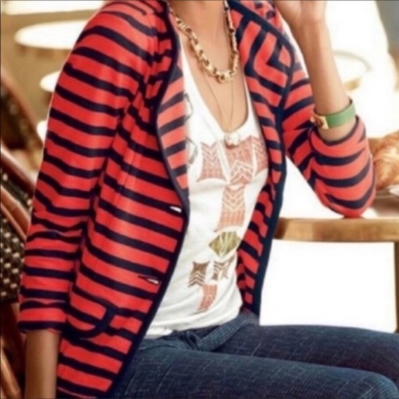 CAbi Au Revoir Nautical Striped Topper Blazer Size Small #224… - Picture 2 of 8